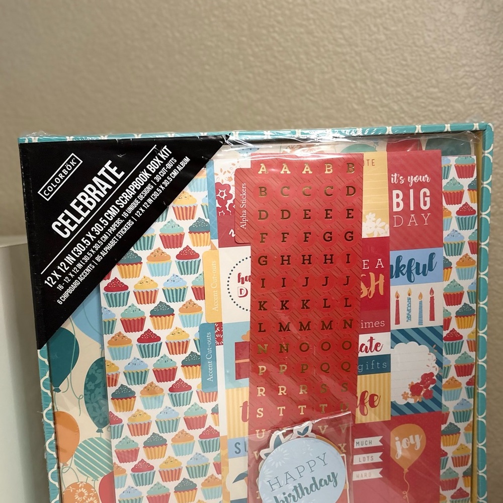 NWT Colorbok Celebration Scrapbook Kit Album + Papers Stickers Chipboard Accents - Picture 3 of 4